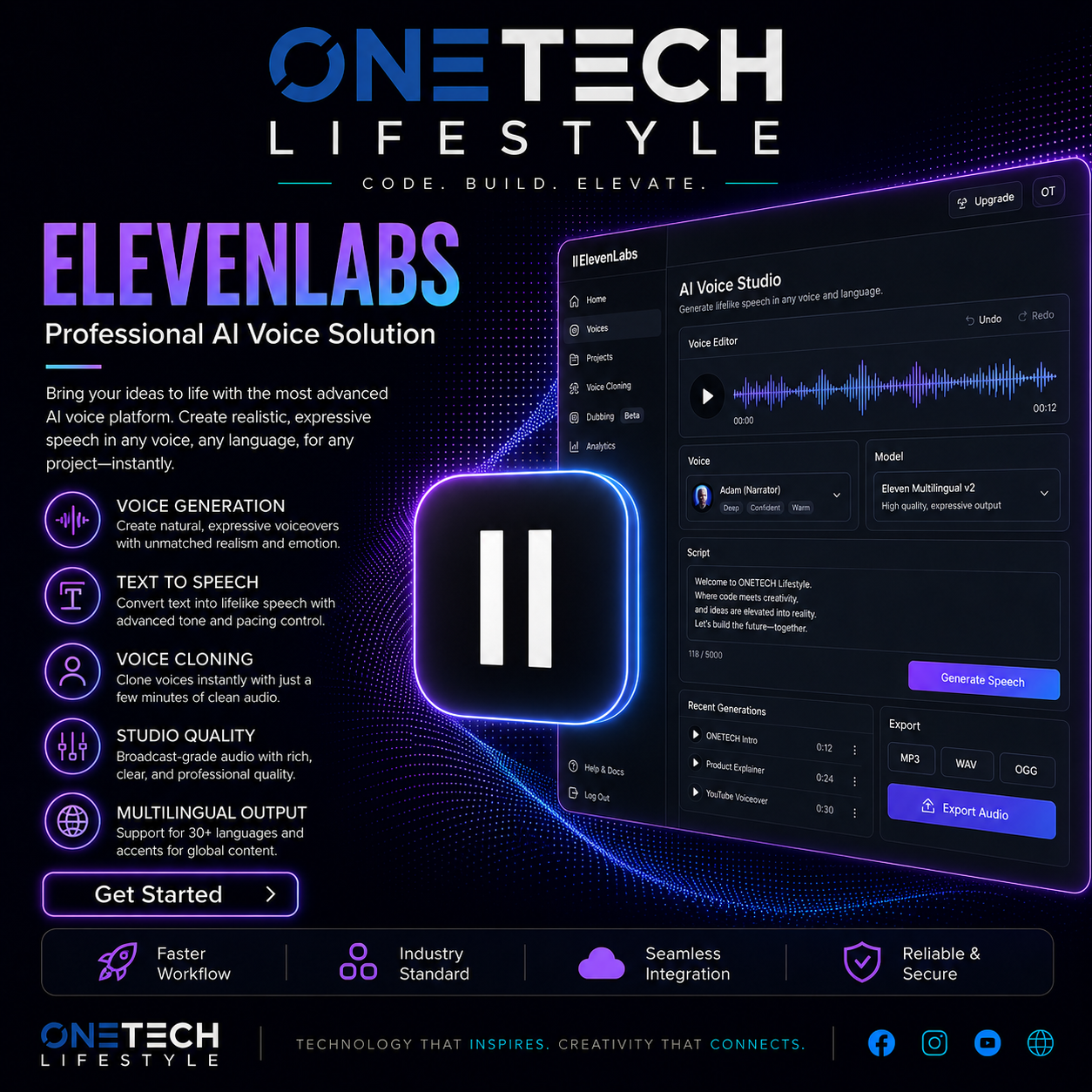 ElevenLabs Premium Subscription – Most Realistic AI Voices & Dubbing (Monthly Plan)