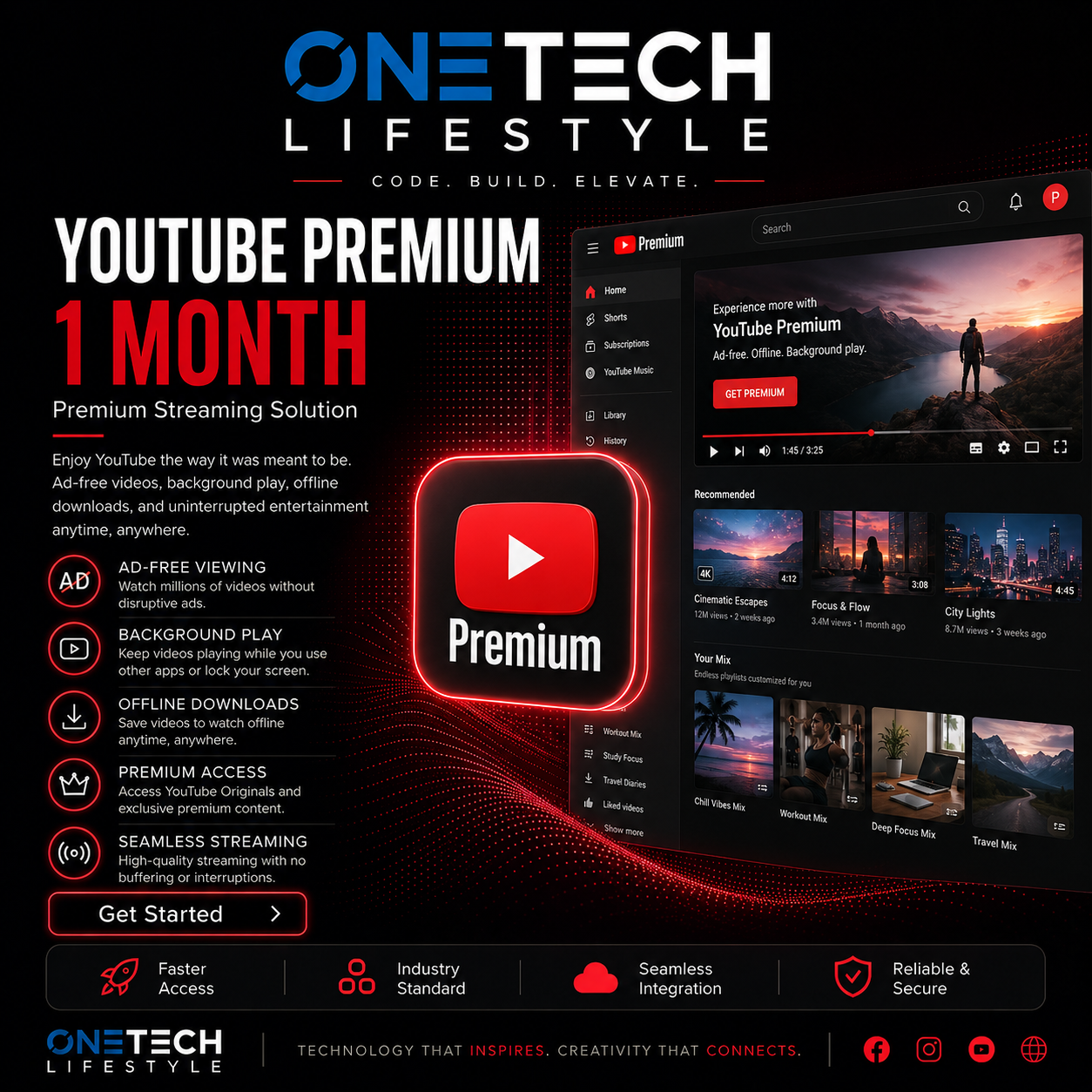 YouTube Premium – Ad-Free Experience, Background Play & Offline Downloads