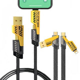 4-in-1 Universal Fast Charging Cable – 65W PD Compatible Multi-Connector Tough Braided Wire