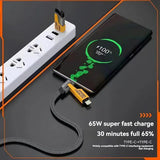 4-in-1 Universal Fast Charging Cable – 65W PD Compatible Multi-Connector Tough Braided Wire